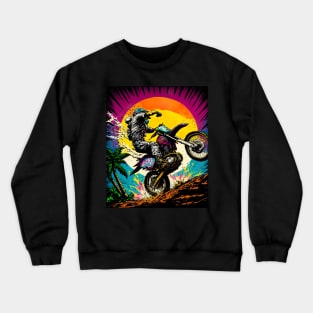 Dirt Bike With Orange Moon Crewneck Sweatshirt